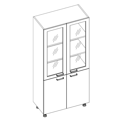 Labtable G-0095 Laborschrank mit 2 Glastüren und 2 Türen, Links und Rechts Seite Türaufhängung, 900mm Breite x 1960mm Höhe x 450mm Tiefe von Labtable