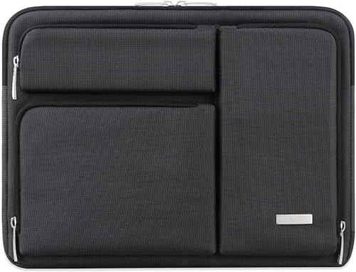 Lacdo 360° Rundumschutz Laptop Hülle Tasche für 13 Zoll Neu MacBook Air M3 A3113/M2 A2681/M1 A2337 A2179 2024-2018, 13 Zoll Neu MacBook Pro M2/M1 A2338 A2251 A2289, 12.9 Zoll Neu iPad Pro, Schwarz von Lacdo