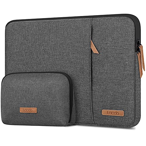 Lacdo 360° Rundumschutz Laptop Tasche Hülle für 13 Zoll Neu MacBook Air M3 A3113/M2 A2681/M1 A2337 A2179 2024-2018, 13 Zoll Neu MacBook Pro M2/M1 A2338 A2251 A2289, 12.9" Neu iPad Pro, Dunkelgrau von Lacdo