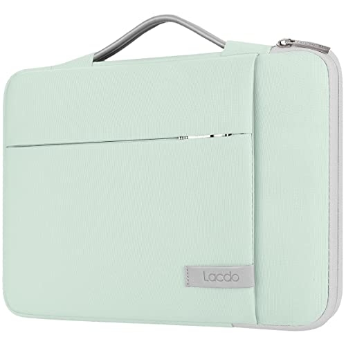 Lacdo 360° Rundumschutz Laptop Tasche Hülle für 13 Zoll Neu MacBook Air M3 A3113/M2 A2681/M1 A2337 A2179 2024-2018, 13 Zoll Neu MacBook Pro M2/M1 A2338 A2251 A2289 A2159, 12.9" Neu iPad Pro, Grün von Lacdo