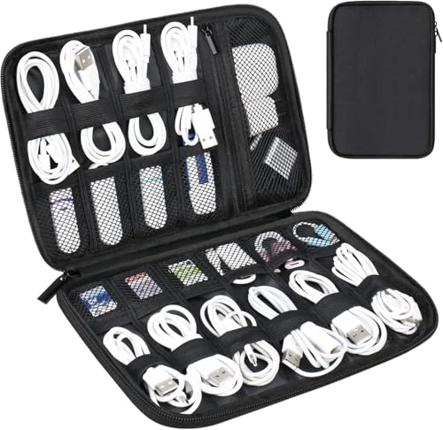 Lacdo Elektronik Organizer Reisekoffer, Kabel Tasche, Tech Organizer als Reisezubehör für Männer und Frauen, Kabelutensilien für Telefon, Kabel, USB-Flash-Laufwerk, SD-Karte, Powerbank, Schwarz Lacdo Elektronik Organizer Reisekoffer, Kabel Tasche, Tech Organizer als Reisezubehör für Männer und Frauen, Kabelutensilien für Telefon, Kabel, USB-Flash-Laufwerk, SD-Karte, Powerbank, Schwarz von Lacdo
