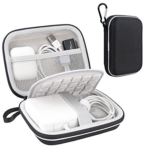 Lacdo Elektronische Kabeltasche Storage Organizer Hülle für MacBook Pro Air MagSafe/MagSafe 2 Ladekabel, iPhone 13/13 Pro Ladegerät, USB-C/Typ-C Datenkabel, Kopfhörer, USB-Kabel Zubehörtasche, Schwarz von Lacdo