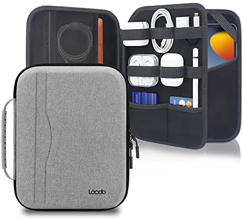 Lacdo Hard Tablet Tasche Portfolio Hülle für 10.9 Zoll Neu iPad / 11 Zoll iPad Pro | 10.2" iPad / 10.9" iPad Air 5 4/10.5" iPad Pro Air, Galaxy Tab A8 10.5" Protective Carrying Storage Tasche, Grau von Lacdo