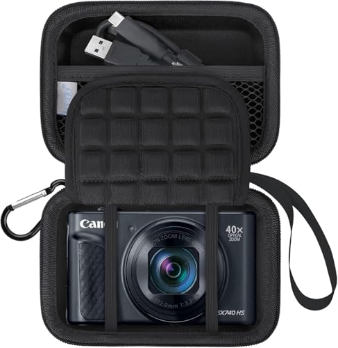 Lacdo Kamera-Tragetasche für Canon PowerShot SX740 / SX730 / SX720 / SX620 Digitalkamera, schützende Kameraaufbewahrungstasche, Netztasche passend für Batterien, Speicherkarte, Schwarz+Schwarz Lacdo Kamera-Tragetasche für Canon PowerShot SX740 / SX730 / SX720 / SX620 Digitalkamera, schützende Kameraaufbewahrungstasche, Netztasche passend für Batterien, Speicherkarte, Schwarz+Schwarz von Lacdo