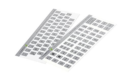 Lacerto® | 11x13mm - Deutsches Aufkleberset für PC & Laptop Tastaturen inkl. Zusatztasten & Ziffernblock | Farbe: Silber von Lacerto