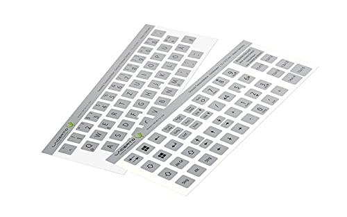 Lacerto® | 12x12mm - Deutsches Aufkleberset für PC & Laptop Tastaturen inkl. Zusatztasten & Ziffernblock | Farbe: Silber von Lacerto