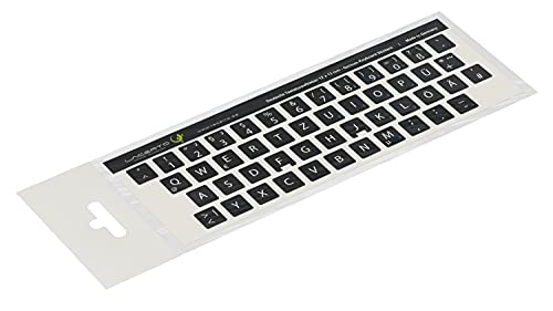 Lacerto® | 12x13mm Deutsche Aufkleber für PC/Laptop & Notebook Tastaturen mit mattem kratzfestem Laminat, Germany Keyboard Stickers QWERTZ | Farbe: Schwarz von Lacerto