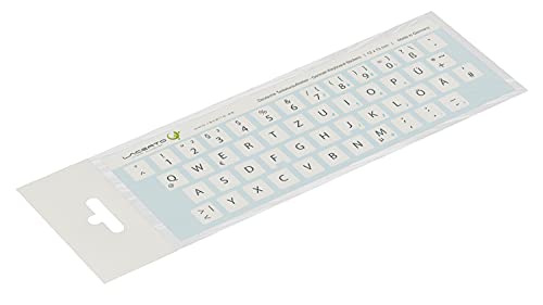 Lacerto® | 12x13mm Deutsche Aufkleber für PC/Laptop & Notebook Tastaturen mit mattem kratzfestem Laminat, Germany Keyboard Stickers QWERTZ | Farbe: Weiß von Lacerto