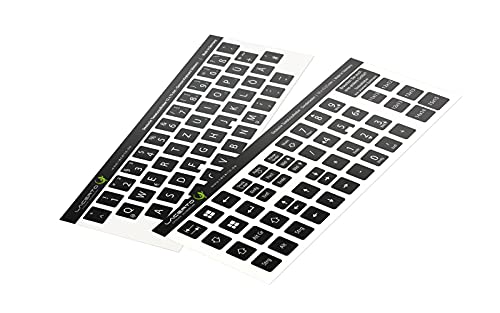 Lacerto® | 12x13mm - Deutsches Aufkleberset für PC & Laptop Tastaturen inkl. Zusatztasten & Ziffernblock | Farbe: Schwarz von Lacerto
