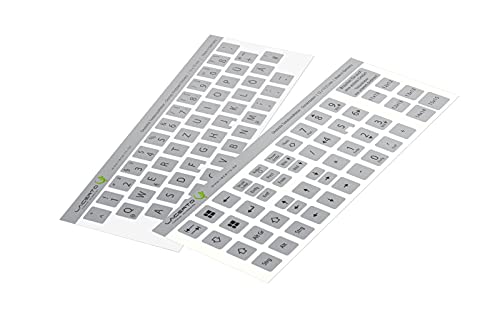 Lacerto® | 12x13mm - Deutsches Aufkleberset für PC & Laptop Tastaturen inkl. Zusatztasten & Ziffernblock | Farbe: Silber von Lacerto