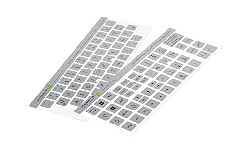 Lacerto® | 13x13mm - Deutsches Aufkleberset für PC & Laptop Tastaturen inkl. Zusatztasten & Ziffernblock | Farbe: Silber von Lacerto