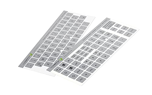 Lacerto® | 14x14mm - Deutsches Aufkleberset für PC & Laptop Tastaturen inkl. Zusatztasten & Ziffernblock | Farbe: Silber von Lacerto