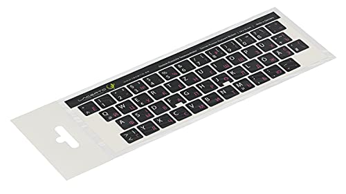 Lacerto® | 14x14mm Russisch-Deutsche Aufkleber für PC/Laptop & Notebook Tastaturen mit mattem kratzfestem Laminat | Farbe: Rosa-Schwarz (Nicht transparent) von Lacerto