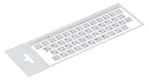 Lacerto® | 14x14mm Russisch-Deutsche Aufkleber für PC/Laptop & Notebook Tastaturen mit mattem kratzfestem Laminat | Farbe: Rot-Hellgrau (Nicht transparent) von Lacerto