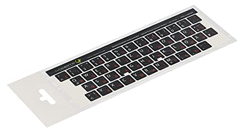 Lacerto® | 14x14mm Russisch-Deutsche Aufkleber für PC/Laptop & Notebook Tastaturen mit mattem kratzfestem Laminat | Farbe: Rot-Schwarz (Nicht transparent) von Lacerto