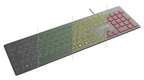 Lacerto® | Deutsch-Russisch/Ukrainisch beleuchtete Tastatur, USB | Russian-German Wired USB Multimedia Keyboard, adapted for The Ukrainian Language | SPECTRUM-DR533 von Lacerto