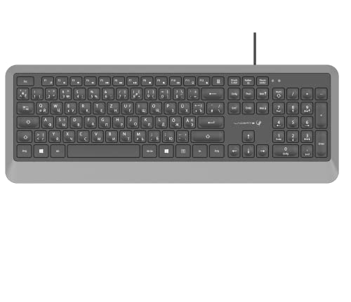Lacerto® | Russisch-Deutsche Multimedia Tastatur mit sanften und leisen Tasten, USB, Spritzwassergeschützt, Russian-German Wired USB Multimedia Keyboard | LUCER-DR523 von Lacerto