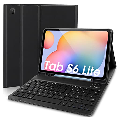 Lachesis Schutzhülle für Galaxy Tab S6 Lite, Lederhülle mit magnetischer Bluetooth-Tastatur, abnehmbar, italienisches Layout für Samsung Tab S6 Lite 10, 4 Zoll (SM-P610/P615/P613/P619, 2020/2022), Neu ero von Lachesis