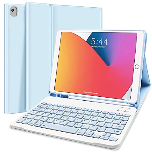 iPad-Tastaturhülle 10,2 Zoll, kompatibel mit iPad 2021 9. Generation/2020 8. Generation/2019 7. Generation/2019 Air 3/iPad Pro 10.5, Bluetooth-Tastaturhülle mit Stifthalter von Lachesis