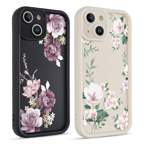 Kueqeay 2 Stück Hülle für iPhone 15 6,1", Handyhülle mit Aesthetic Muster Design Matte Schutzhülle,Ultra Weich Silikon Dünn TPU Case Stoßfest Kratzfest Bumper Cover, Blume 1 Kueqeay 2 Stück Hülle für iPhone 15 6,1", Handyhülle mit Aesthetic Muster Design Matte Schutzhülle,Ultra Weich Silikon Dünn TPU Case Stoßfest Kratzfest Bumper Cover, Blume 1 von Kueqeay