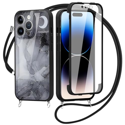 Kueqeay 360 Grad Hülle mit Band Kette für iPhone 15 Pro Max 6,7”, Durchsichtige Aesthetic Muster Fullbody Handyhülle mit Displayschutz Weich Silicone TPU Case Stoßfest Cover Schutzhülle, Marmor 3 Kueqeay 360 Grad Hülle mit Band Kette für iPhone 15 Pro Max 6,7”, Durchsichtige Aesthetic Muster Fullbody Handyhülle mit Displayschutz Weich Silicone TPU Case Stoßfest Cover Schutzhülle, Marmor 3 von Kueqeay