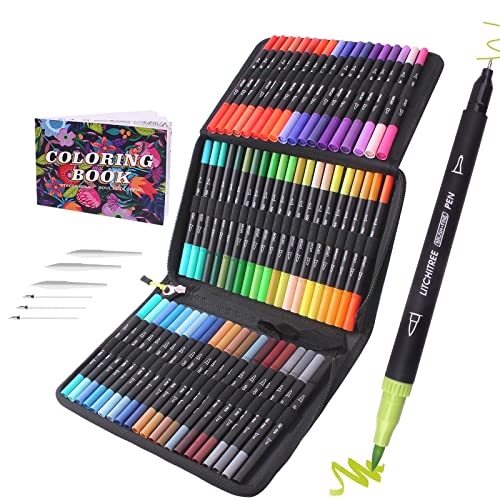 Laconile 72 Filzstifte Set für Malbücher für Erwachsene, Dual Brush Pens Färbemarker für Kinder Kalligraphie Zeichnen Skizzieren von Laconile