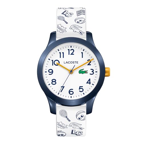 Lacoste Analog Quarzuhr für Kinder Kollektion LACOSTE.12.12 Kids mit Weisses Silikonarmband - 2030011 von Lacoste