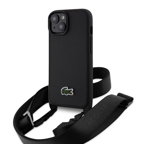 Lacoste LCHCP15SSPVCK Hülle für iPhone 15/14 / 13 6.1" Schwarz hardcase Iconic Petit Pique Crossbody von Lacoste