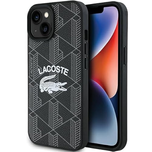 Lacoste LCHMP15SPIGK Hülle für iPhone 15/14 / 13 6.1" Schwarz hardcase Monogram Vintage Logo von Lacoste