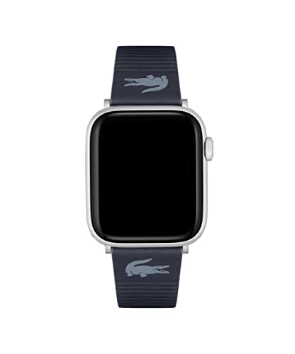 Lacoste Apple Watch Armband für Herren und Damen aus Marineblauem Leder mit Geprägten Streifen - 2050030 von Lacoste