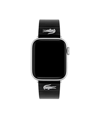 Lacoste Apple Watch Armband für Herren und Damen aus Schwarzem Leder mit Geprägten Streifen - 2050028 von Lacoste