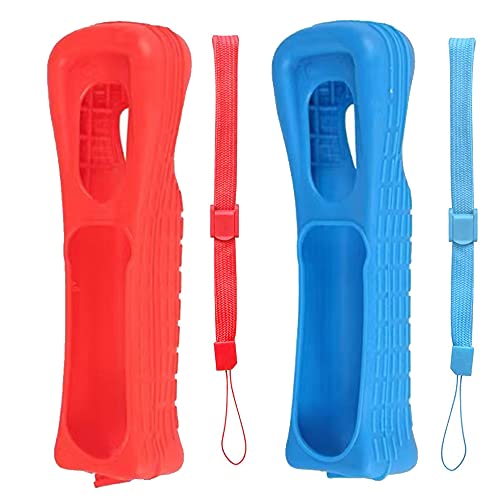 Lactivx Wii Silikon-Schutzhülle mit Handschlaufe für Wii-Fernbedienung, Rot und Blau, 2 Stück von Lactivx
