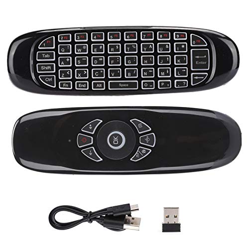 Air Mouse Remote, C120 USB 2,4 G Maus-Tastatur mit Bewegungserkennung mit bunter Hintergrundbeleuchtung, geeignet für TV Box Smart TV Laptop von Ladieshow