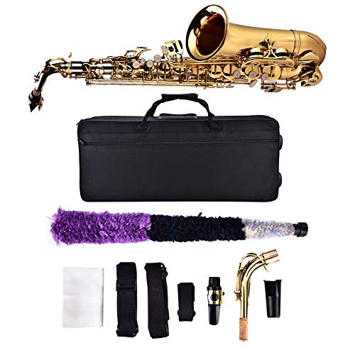 Ladiesshow Alt Eb Sax Saxophon Set mit Aufbewahrungskoffer Mundstückzubehör Golden für Erwachsene und Kinder von Ladieshow