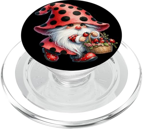 Cute Spring Gnome Graphic For Women And Girls With Ladybugs PopSockets PopGrip für MagSafe von Ladybug Gifts For Women Unique Spring Gnome Stuff
