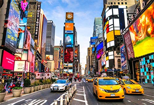 Laeacco New York Times Square Hintergrund, moderne Stadt, Wolkenkratzer, Vinyl, Fotografie-Hintergründe, klarer Himmel, verschiedene Werbetafeln, gelbes Taxi, Auto, Finanzviertel, Filmaufnahmen Laeacco New York Times Square Hintergrund, moderne Stadt, Wolkenkratzer, Vinyl, Fotografie-Hintergründe, klarer Himmel, verschiedene Werbetafeln, gelbes Taxi, Auto, Finanzviertel, Filmaufnahmen von Laeacco
