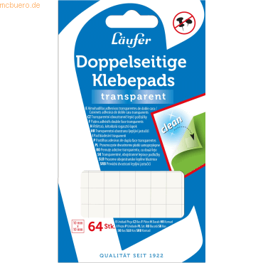 12 x Läufer Klebepads transparent 10x10mm VE=64 Stück 12 x Läufer Klebepads transparent 10x10mm VE=64 Stück von Läufer