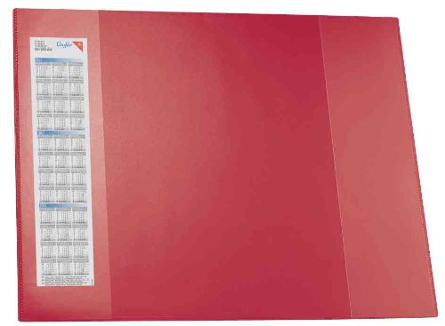 Läufer 42654 Durella D2 Schreibtischunterlage mit zwei transparenten Seitenleiste, 52x65cm, rot, rutschfeste Schreibunterlage von Läufer