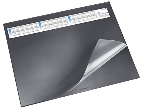 Läufer 44536 Durella DS Schreibtischunterlage mit transparenter Auflage und Kalender, rutschfeste Schreibunterlage, 40 x 53cm, schwarz von Läufer