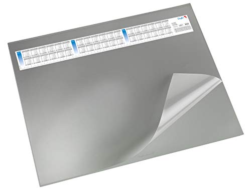Läufer 44653 Durella DS Schreibtischunterlage mit transparenter Auflage und Kalender, rutschfeste Schreibunterlage, 52 x 65cm, grau von Läufer