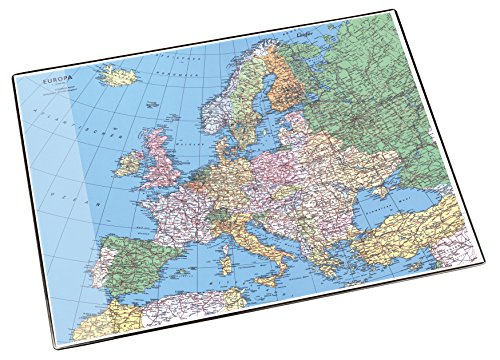 Läufer 45347 Landkarten-Schreibtischunterlage Europa, rutschfeste Schreibunterlage mit Europakarte, 40x53 cm, mit transparenter Seitentasche, 53 x 40 cm von Läufer