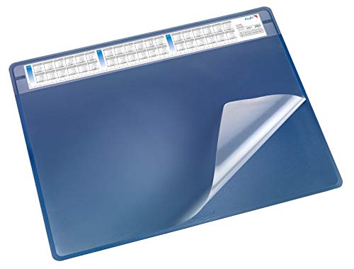 Läufer 47605 Durella Soft Schreibtischunterlage mit transparenter Auflage und Kalender, rutschfeste Schreibunterlage, Zubehör für Schreibtisch, 50 x 65 cm, blau von Läufer