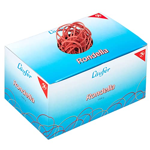 Läufer 51741 Rondella Gummibänder 80 x 2 mm, Durchmesser 50 mm, 2 mm breite Gummiringe, 1 kg Schachtel, rot von Läufer