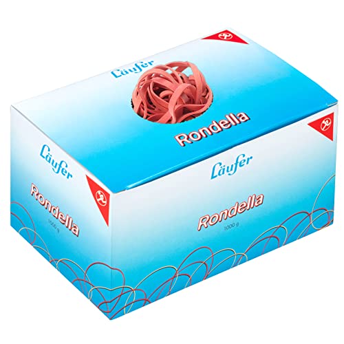 Läufer 51841 Rondella Gummibänder 80 x 4 mm, Durchmesser 50 mm, 4 mm breite Gummiringe, 1 kg Schachtel, rot von Läufer