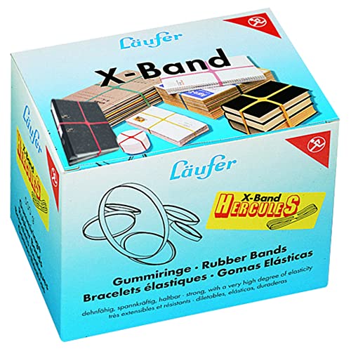 Läufer 59078 Rondella X-Band Hercules, extragroße Kreuzbänder, Gummibänder 250 x 25 mm groß, Durchmesser 160 mm, 500g Schachtel, bunt sortiert von Läufer