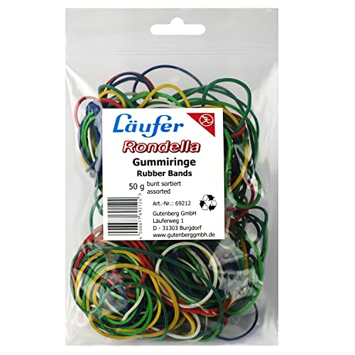 Läufer 69212 Rondella Gummiringe Größen sortiert gemischt, 50 g Beutel, bunt, besonders langlebig Läufer 69212 Rondella Gummiringe Größen sortiert gemischt, 50 g Beutel, bunt, besonders langlebig von Läufer
