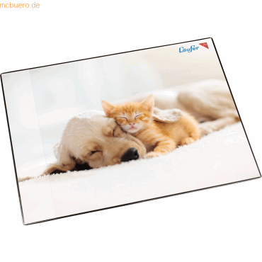 Läufer Schreibunterlage 40x53cm transparente Seitenleiste Hund und Kat von Läufer