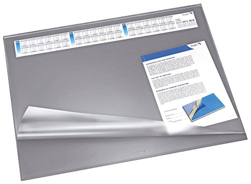 Schreibunterlage Synthos VSP, mit Kalender, 650mm breit, 520mm hoch, grau von Läufer