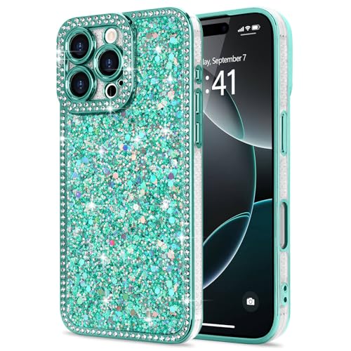 Lafunda Glitzer Hülle Kompatibel mit iPhone 16 Pro Max Handyhülle Mädchen Schuzhülle Glänzend Sparkle Diamond Hülle 3D Bling Kirstall mit Kameraschutz Case für iPhone 16 Pro Max Grün Lafunda Glitzer Hülle Kompatibel mit iPhone 16 Pro Max Handyhülle Mädchen Schuzhülle Glänzend Sparkle Diamond Hülle 3D Bling Kirstall mit Kameraschutz Case für iPhone 16 Pro Max Grün von Lafunda