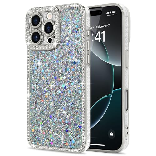 Lafunda Glitzer Hülle Kompatibel mit iPhone 16 Pro Max Handyhülle Mädchen Schuzhülle Glänzend Sparkle Diamond Hülle 3D Bling Kirstall mit Kameraschutz Case für iPhone 16 Pro Max Silber Lafunda Glitzer Hülle Kompatibel mit iPhone 16 Pro Max Handyhülle Mädchen Schuzhülle Glänzend Sparkle Diamond Hülle 3D Bling Kirstall mit Kameraschutz Case für iPhone 16 Pro Max Silber von Lafunda